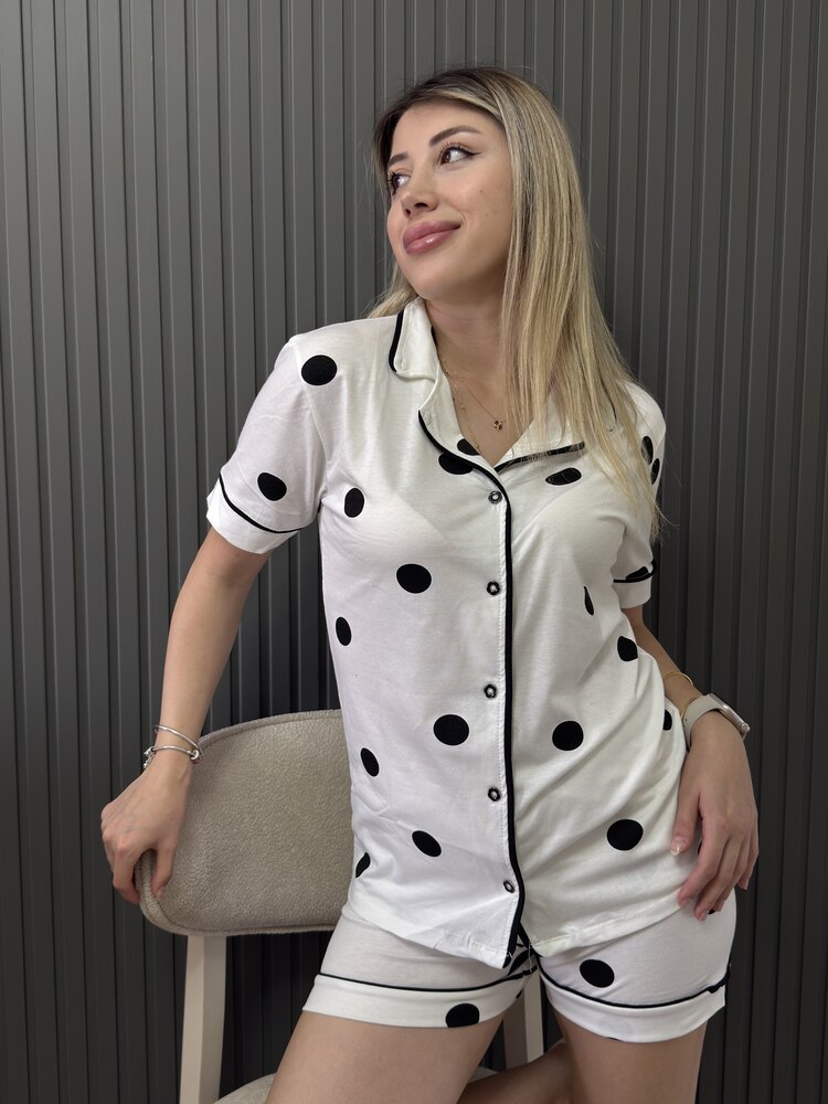 %100 Cotton Ön Düğmeli Şort Takım