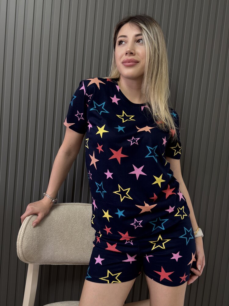 %100 Cotton Yıldız Detay Şort Takım