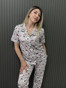 Pamuk Penye Kumaş Ön Düğmeli Takım