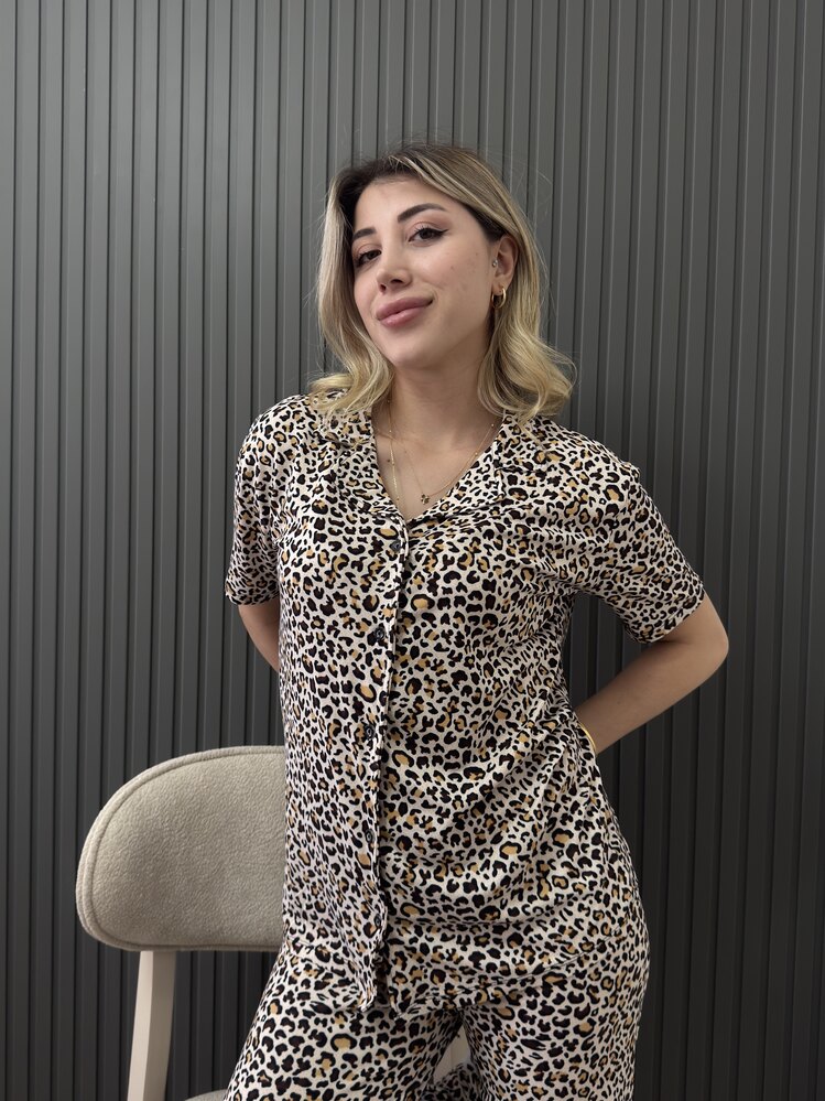 Bamboo Leopar Ön Düğmeli Takım