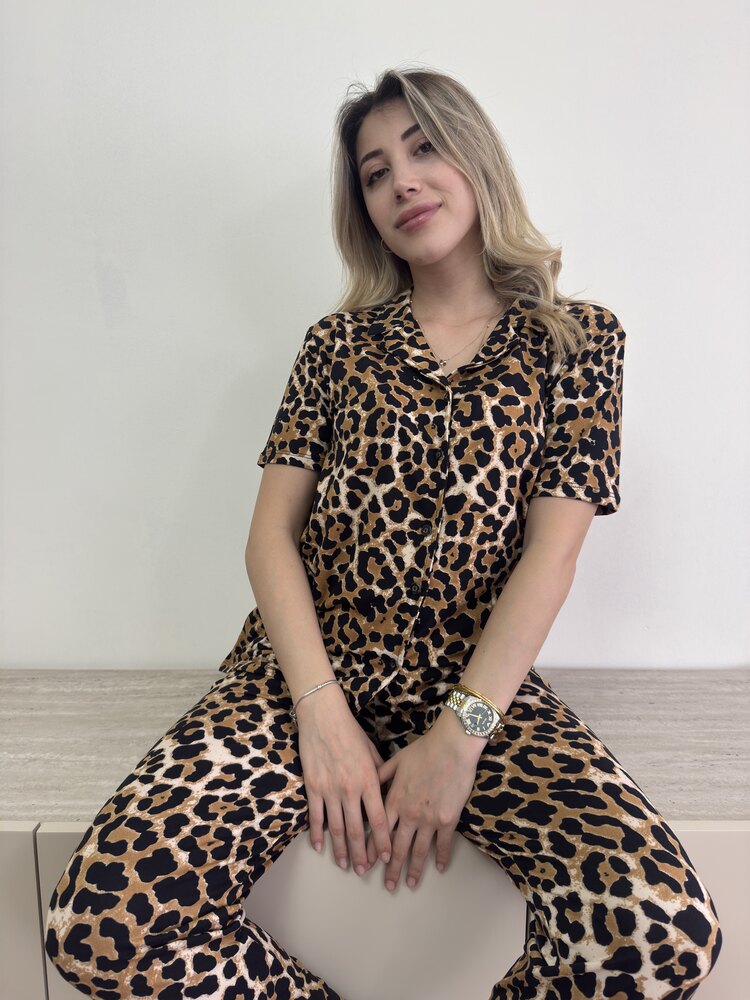 Bamboo Leopar Ön Düğmeli Takım