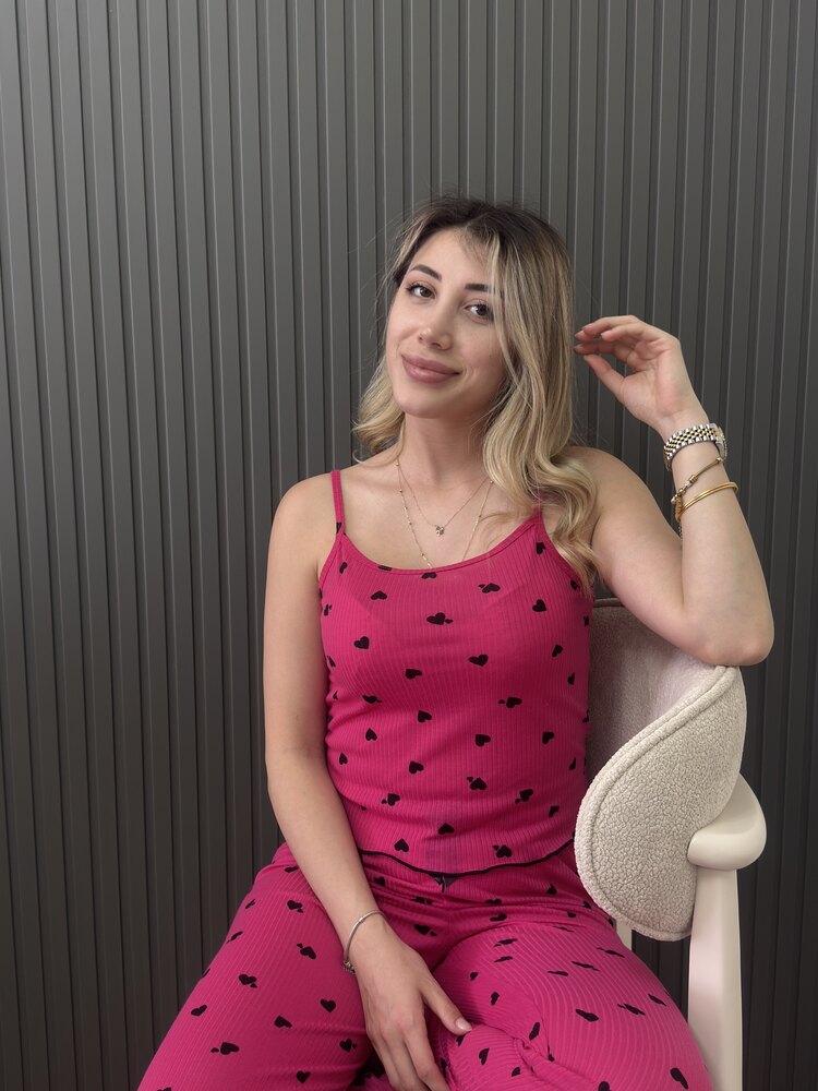 Kalp Detay İp Askılı Uzun Alt Takım