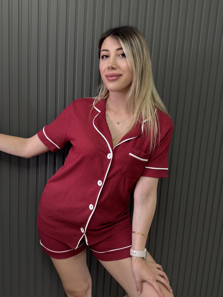 Ön Düğmeli Bürümcük Kumaş Takım