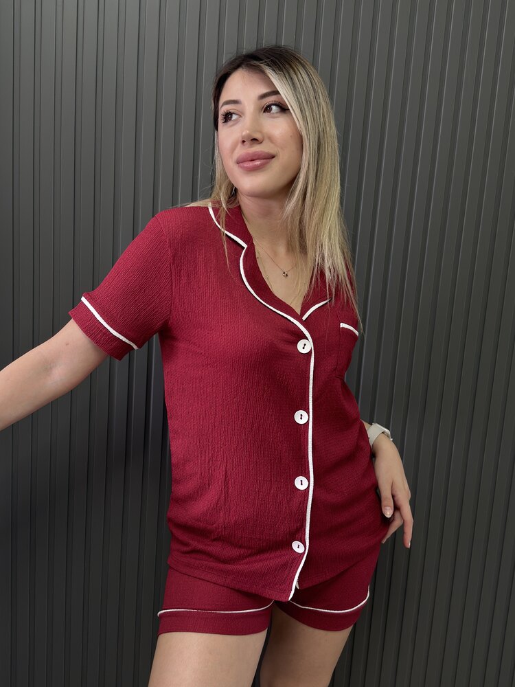 Ön Düğmeli Bürümcük Kumaş Takım