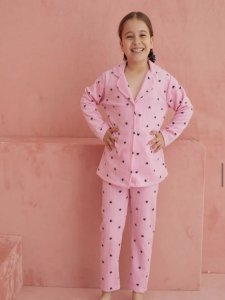 Kalp Detay Ön Düğmeli Çocuk Polar Takım