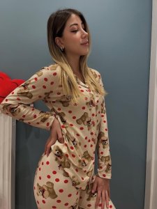 Süet Ayıcık Detay Ön Düğmeli Takım