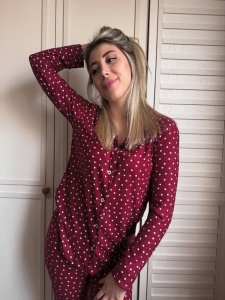 Süet Puantiye Detay Ön Düğmeli Takım